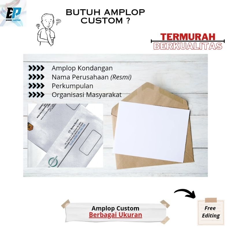 

Cetak Amplop Putih Custom Satuan (Full Color & Murah) - Ukuran 230 x 110 mm