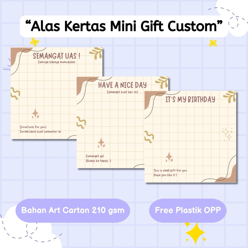 

Alas Kertas Mini Gift | Alas Packing Mini Gift | *Bisa Custom Teks FREE PLASTIK*