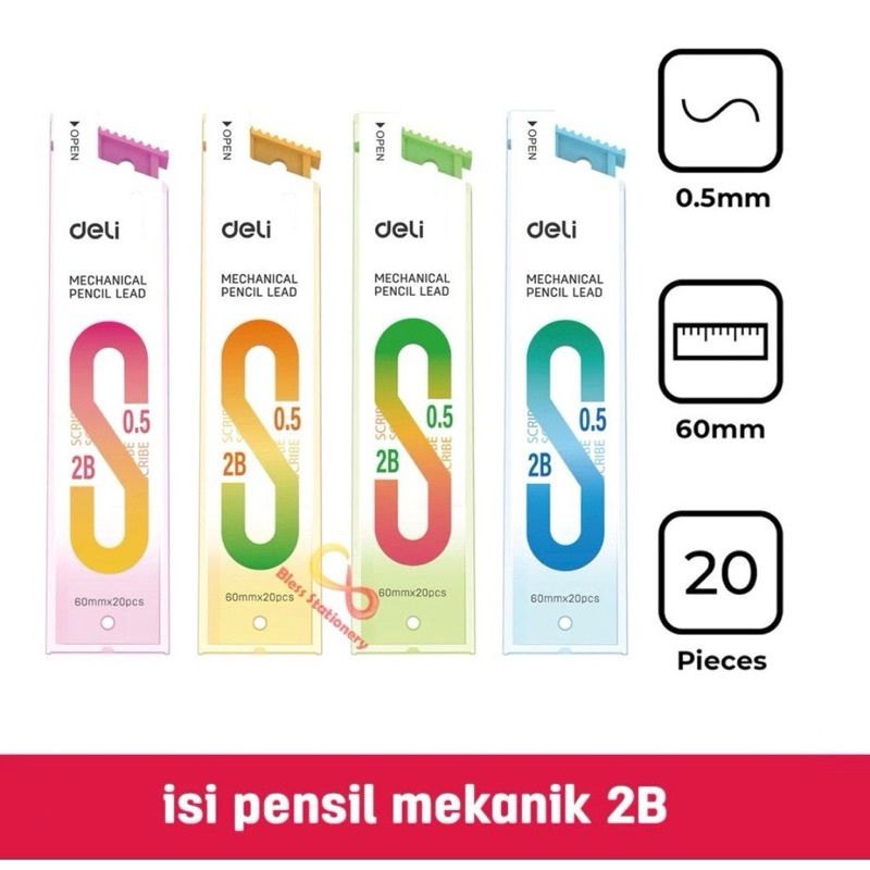 

Isi Pensil Mekanik DELI 0.5mm 2B (1 tube isi 20 btg)