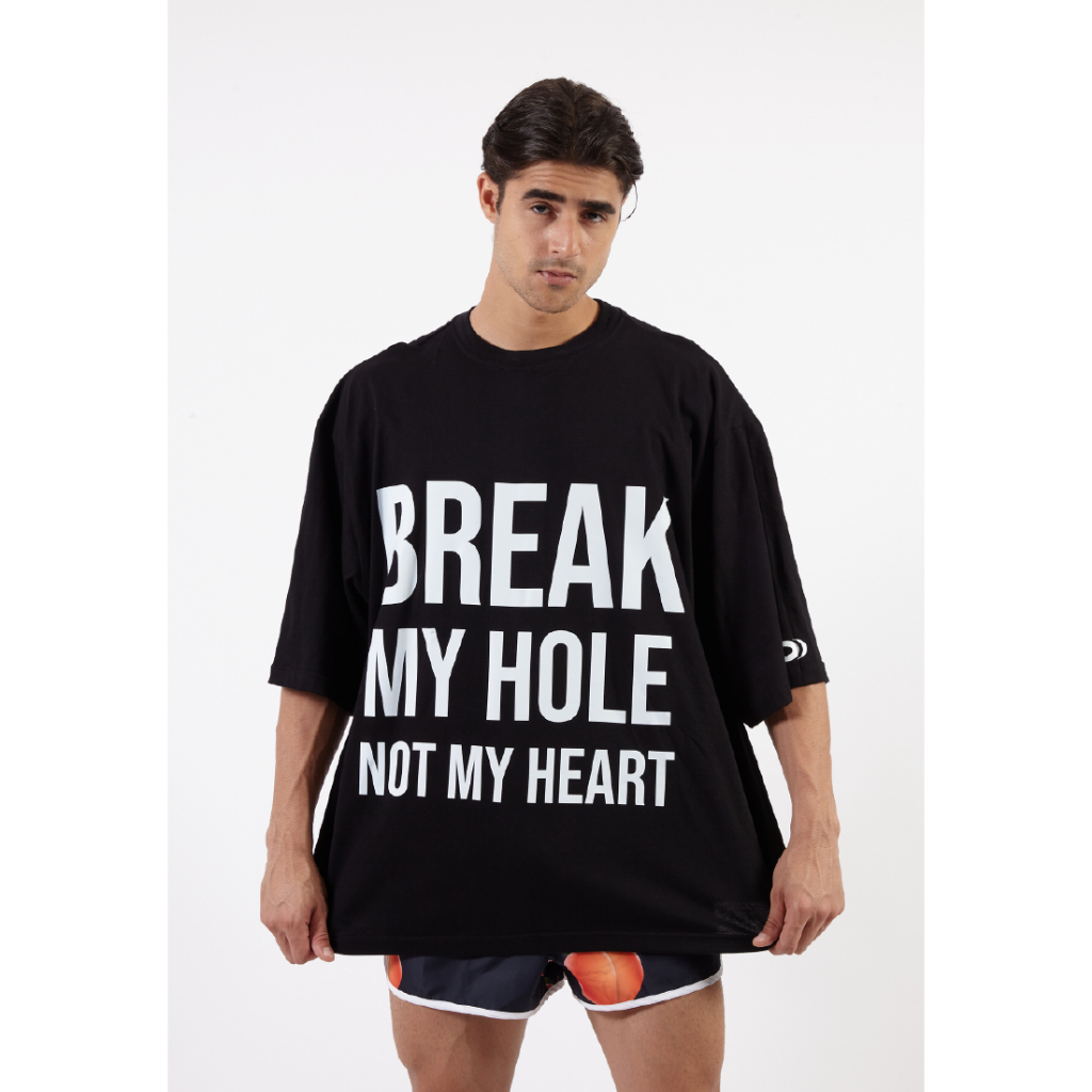 OCWA X BOP BREAK MY HOLE NOT MY HEART OVERSIZED BLACK TEE