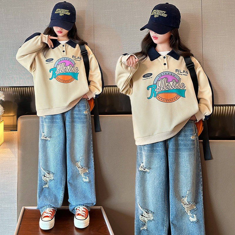 [YORI'S STORE] BAJU ANAK SETELAN SWEATER RBLLSIDE FASHION SPORT CELANA PANJANG JEANS TREND ROBEK ANA
