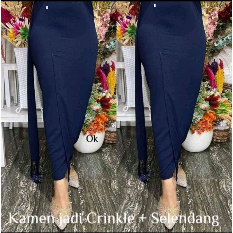 kamen jadi crinkel strait airflow set selendang/ BAWAHAN KEBAYA/Kamen polos/Kamen polos jadi/Kamen p