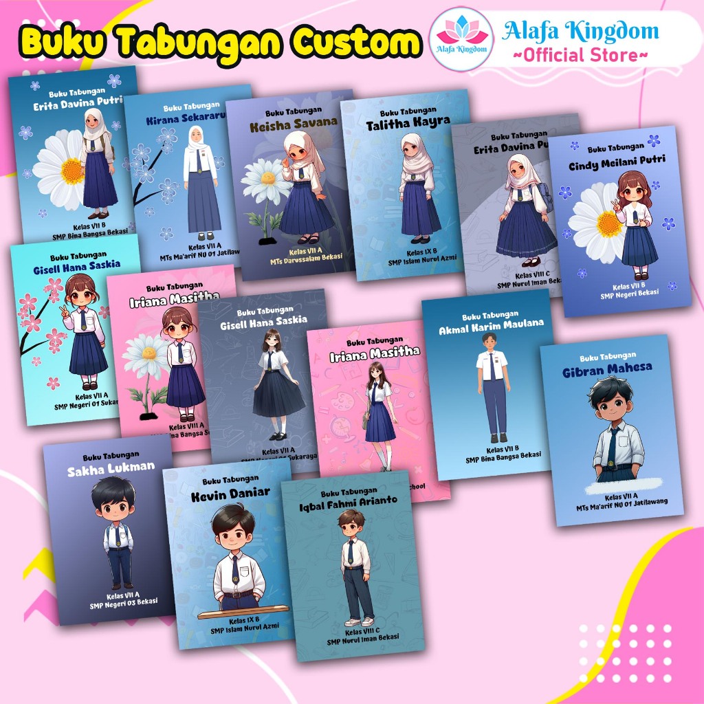 

Alafakingdom Buku Tabungan Custom Tema Seragam SMP