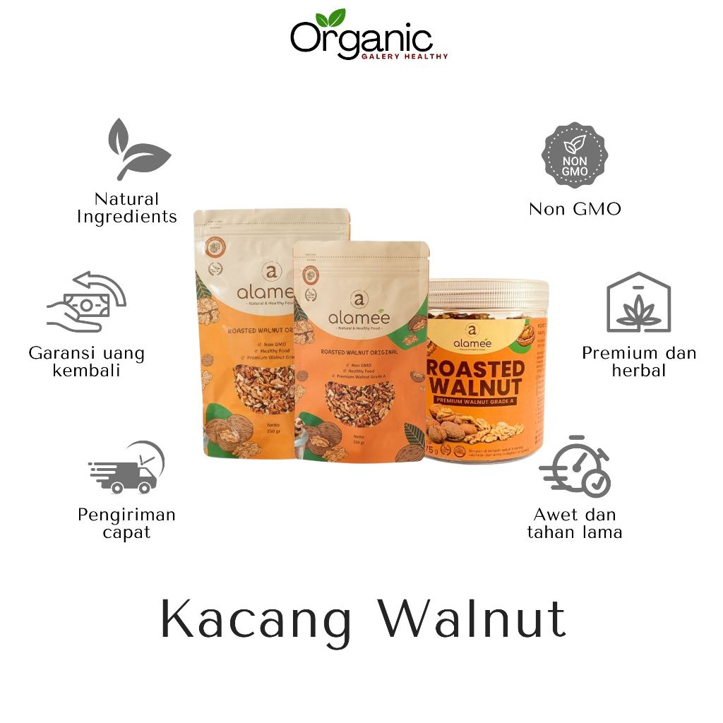

KACANG WALNUT PANGGANG WALNUT ROASTED OVEN KUALITAS PREMIUM GRADE A ASI BOOSTER BUMIL IBU MENYUSUI NON MSG