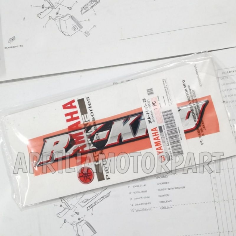 STICKER LOGO EMBLEM TANGKI BOX BOK AKI RXKING RX KING 2002 2003 GOLD HITAM 3KA-F4161-20