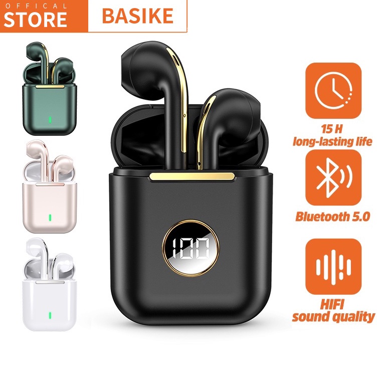 Basike Headset Gaming TWS Bluetooth Wireless TW11 TW9 Noise Cancelling With Mic LCD Macaron q T5Y4