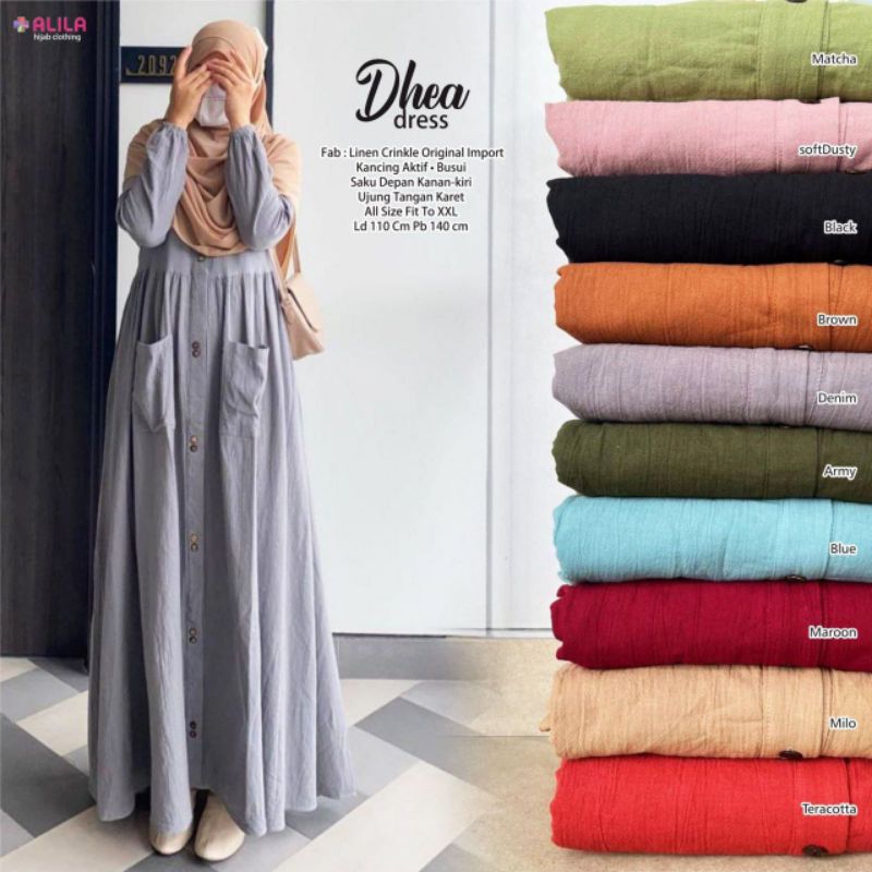 Dress Busui Dhea Jumbo Maxy Bahan Linen Allsize LD110 By Alila