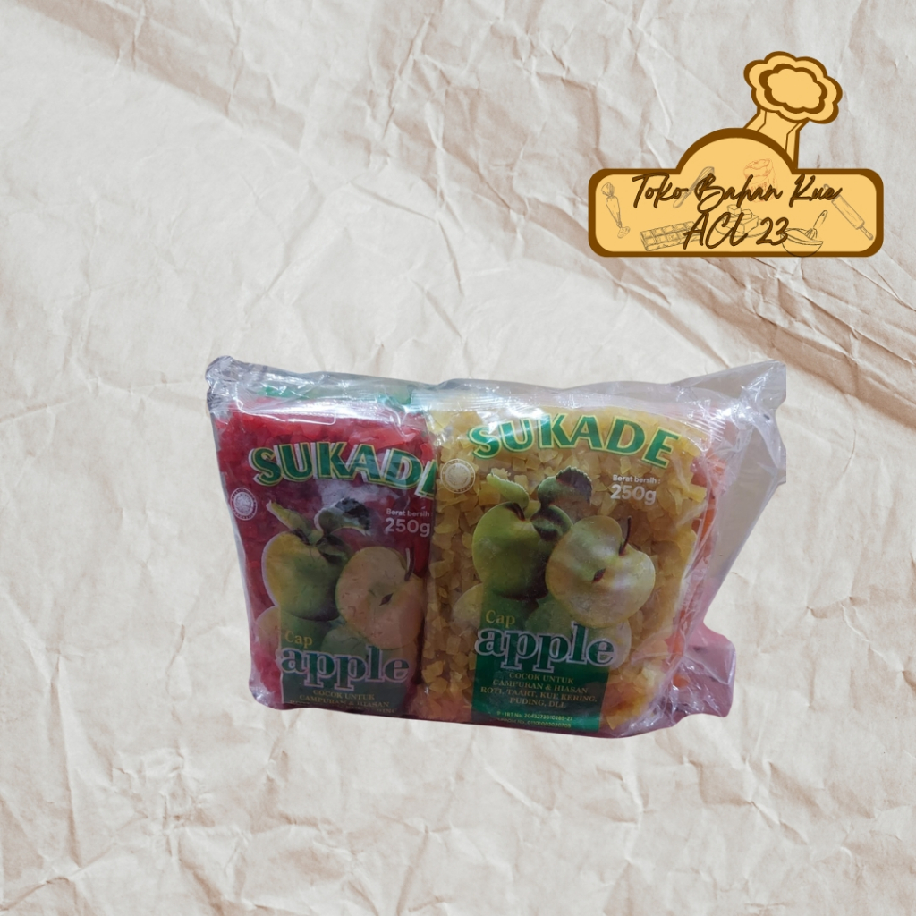 

Sukade Mix Warna/Topping Kue/Manisan Buah Repack 100gr, 250gr, 500gr, 1kg Cap Apple