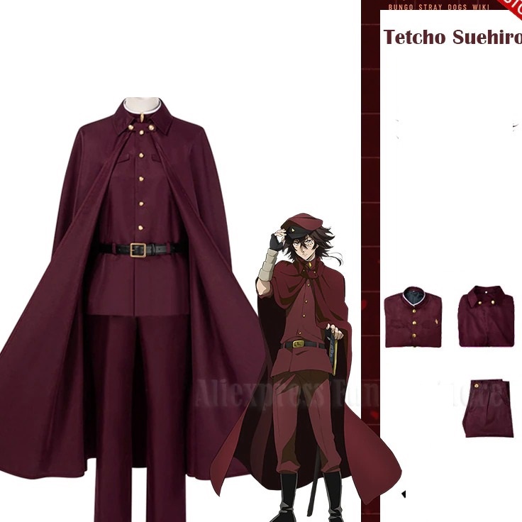 Spesial Baju Jubah Coat Tetchou Suehiro Cosplay Costume Wig Bungo Stray Dogs Season 4 Hunting Dogs