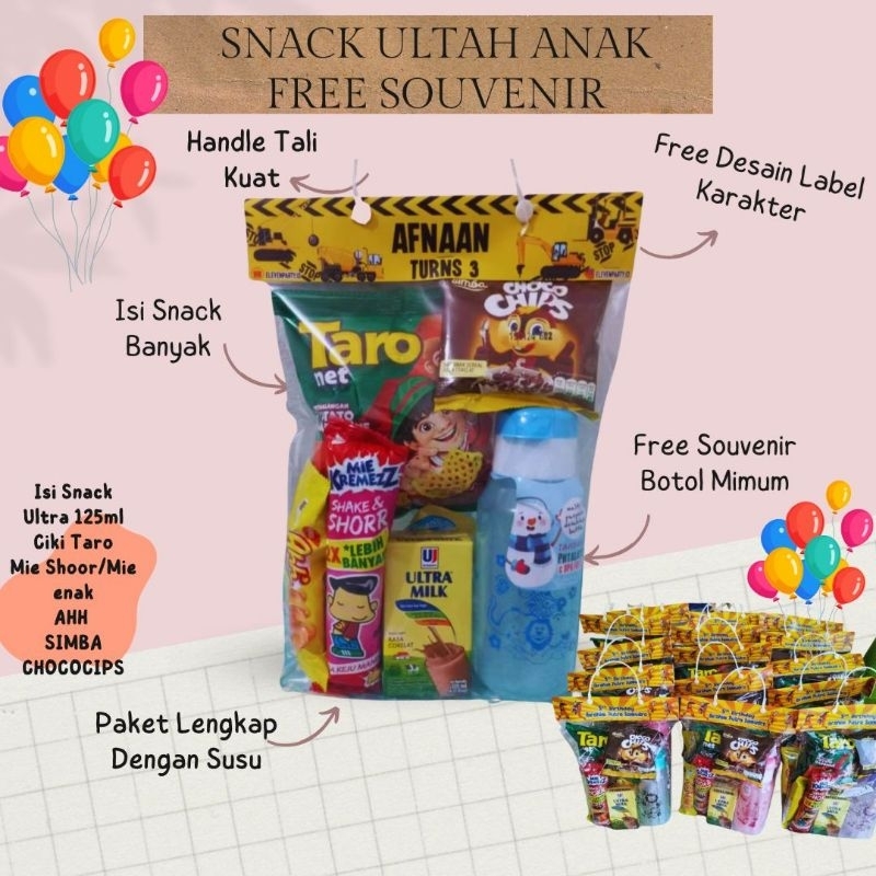 

PAKET SNACK ULANG TAHUN ANAK MURAH FREE SOUVENIR Free Desaij Label