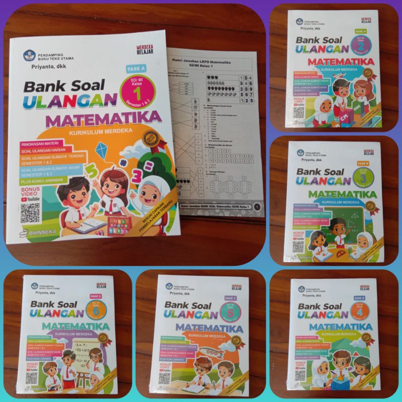 BANK SOAL ULANGAN MATEMATIKA untuk SD / MI KELAS 1 2 3 4 5 6 KURIKULUM MERDEKA SEMESTER 1 & 2