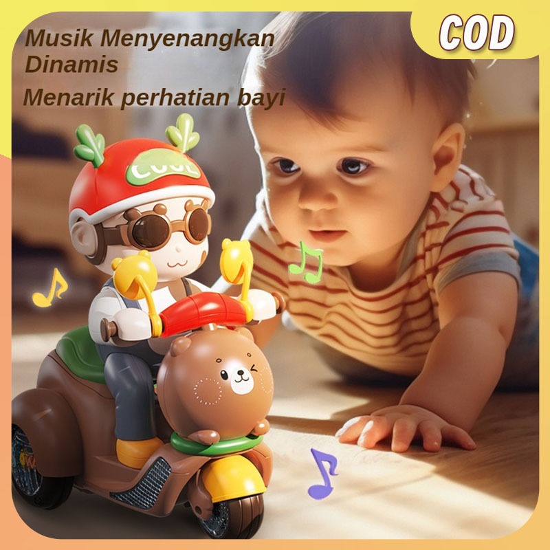 [COD]Mainan Dancing Motorcycle Anak Mainan Sepeda Motor Listrik Bisa Diputar 360° Aksi Sepeda Roda T