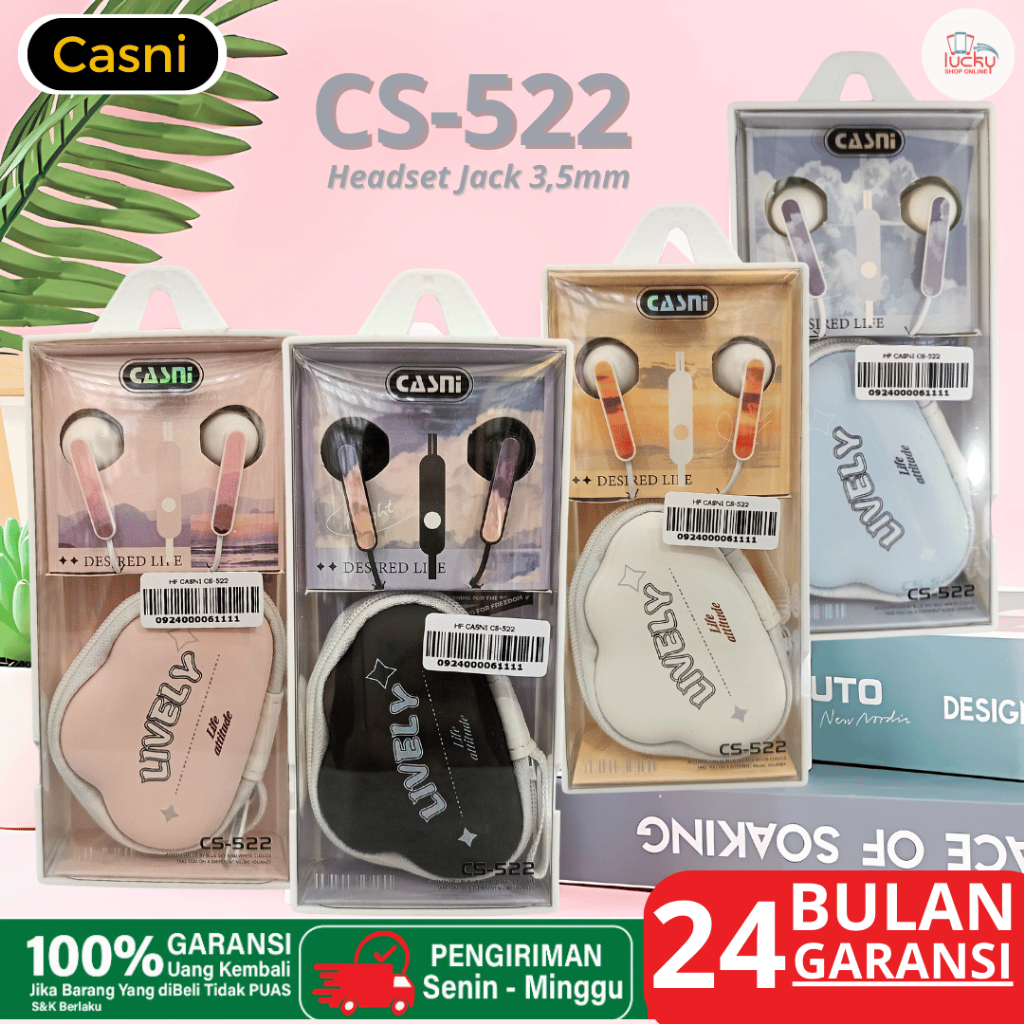CASNI CS-522 Headset Handsfree Earphone Jack 3.5Mm In-Ear Hifi Sound Music Audio Call
