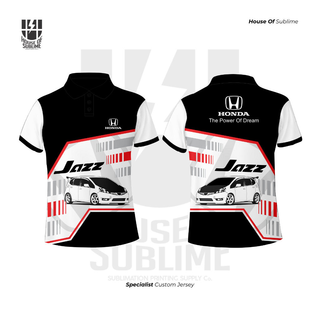 Baju Kaos T-shirt Polo Jersey Honda Jazz MotorSport Custom Full Print Tinta Original OEKO-TEX