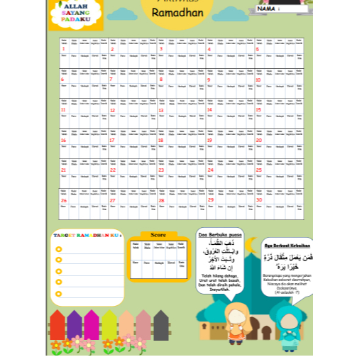 

KALENDER AKTIFTAS RAMADHAN A3 FREE STICKER LUCU