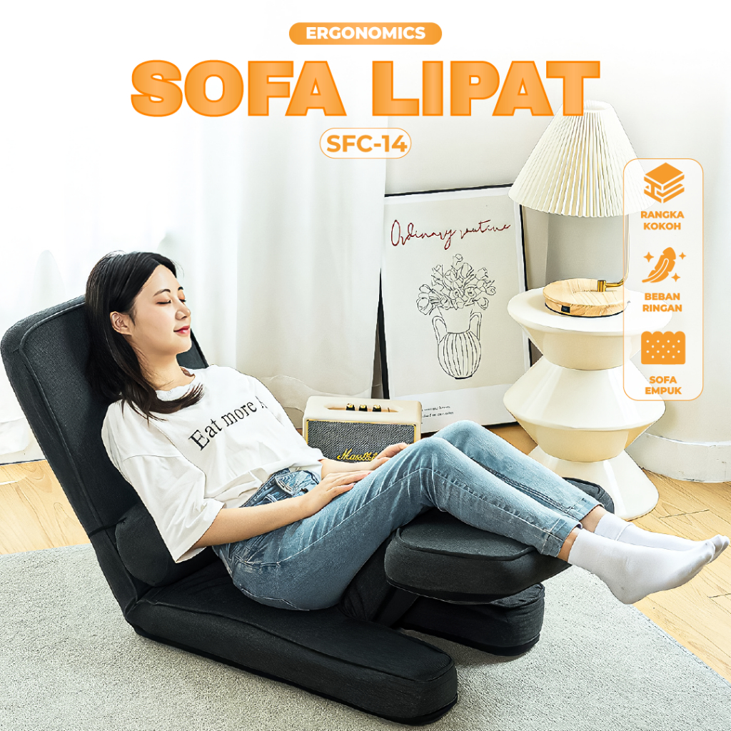 Sofa Lipat Sofa Santai Tatami Kursi Sofa Berbaring Lipat Tempat Tidur Lipat Bantal SFC-14 QUEENSHOP