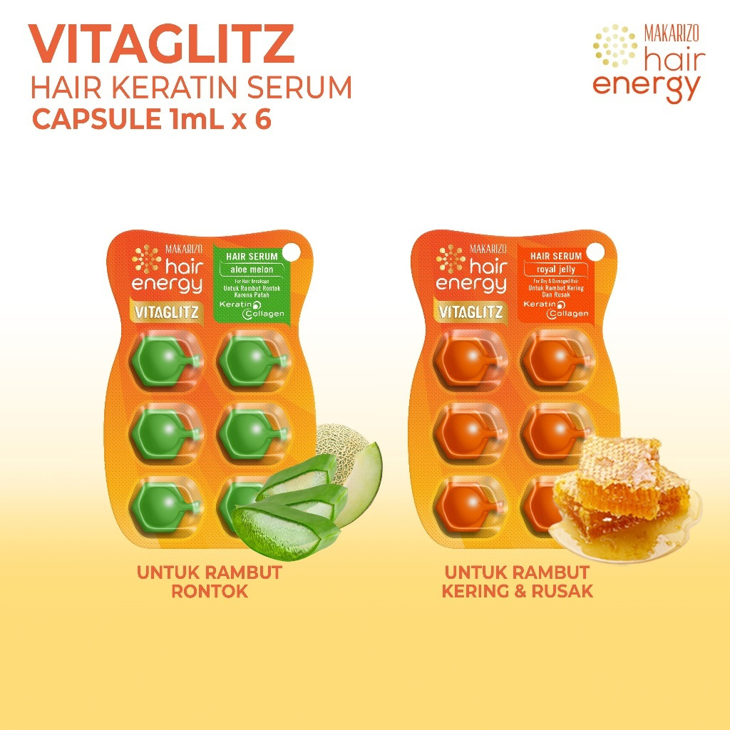 ☑️ YK ☑️ MAKARIZO VitaGlitz Hair Keratin Serum Capsule