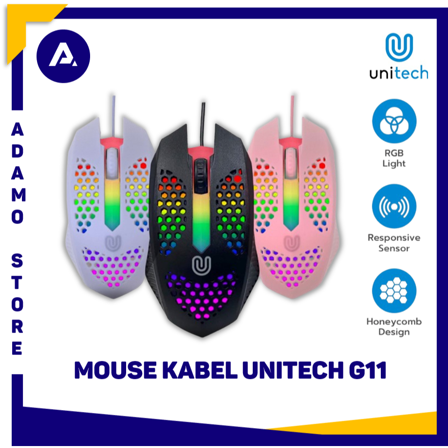 Mouse Gaming Unitech Kabel Unitech G11 Honeycomb 7 LED RGB 7200 DPI