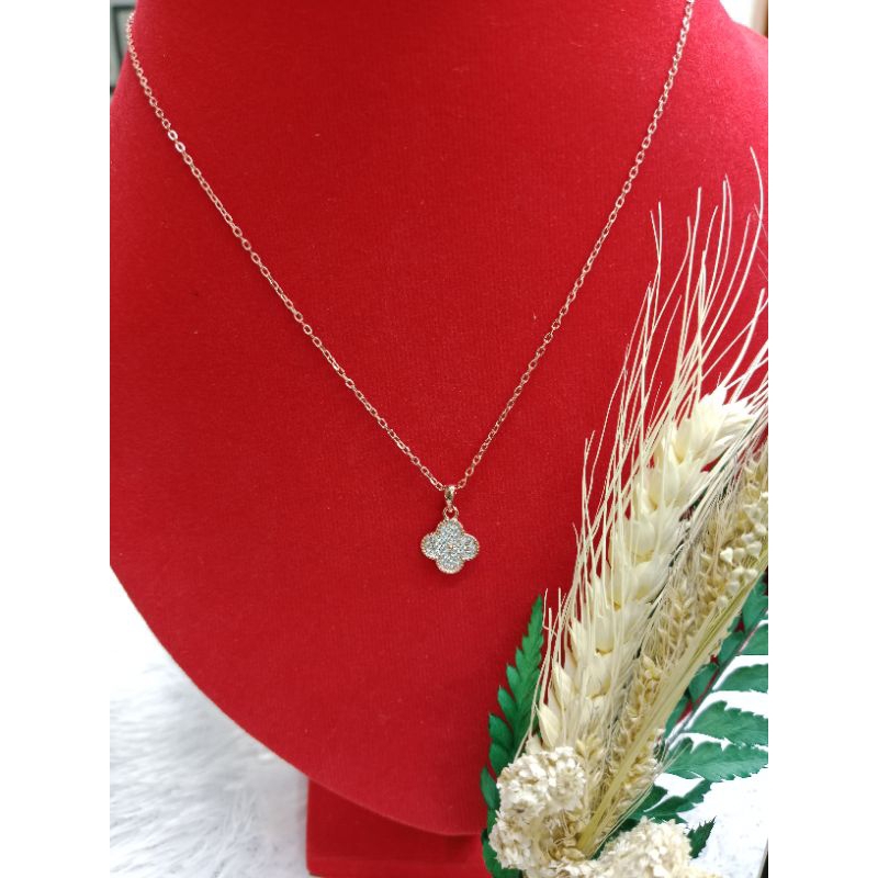 kalung set liontin bunga rose gold