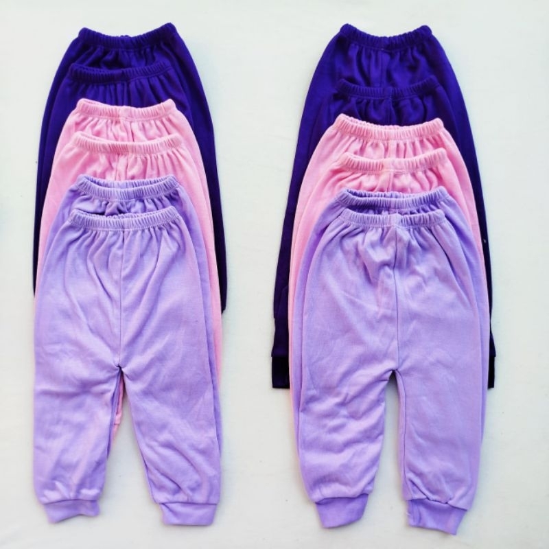 1Lusin/6pcs Celana panjang bayi polos Serian Lilac 0-6 bulan