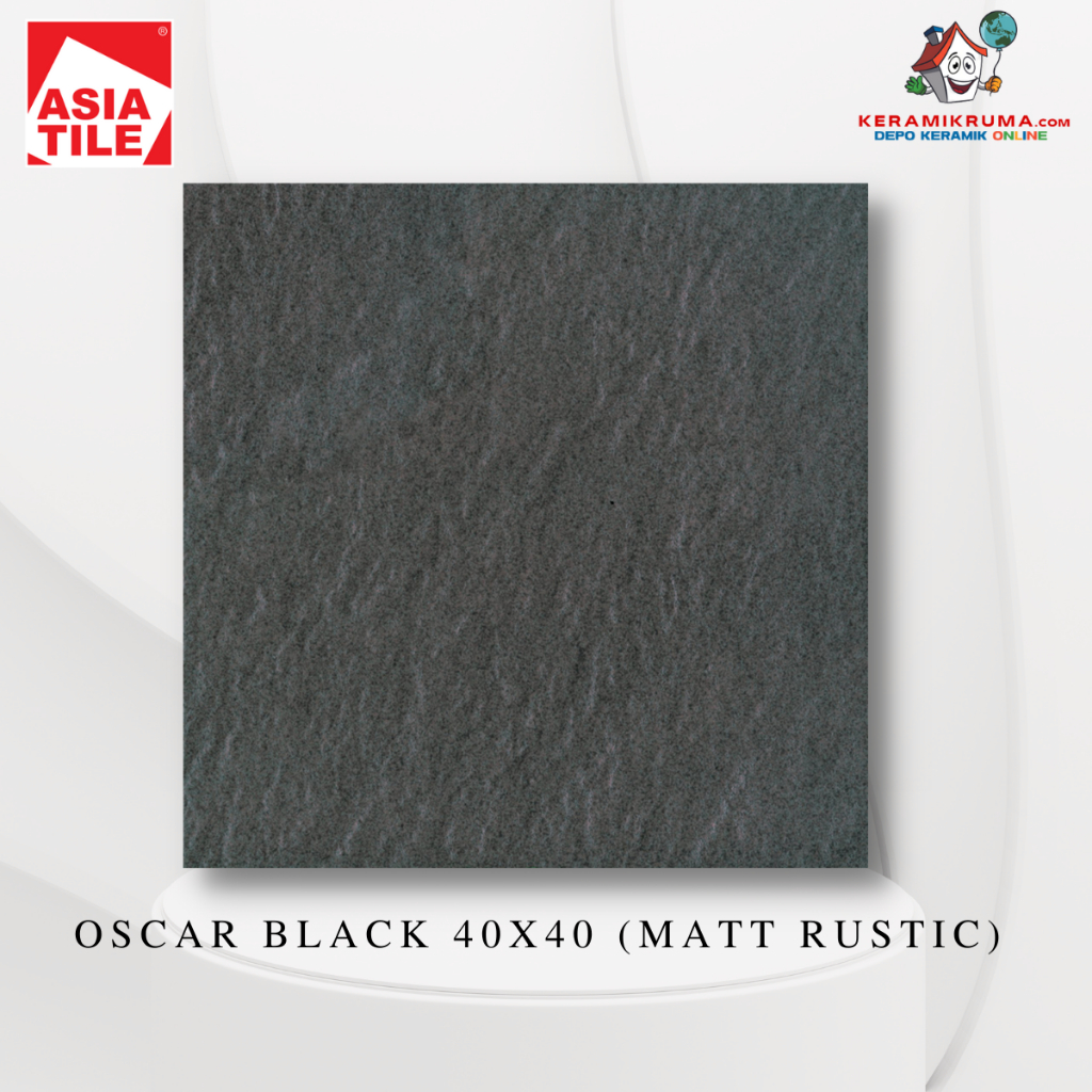 Keramik Lantai Asia Tile 40x40 Oscar Black Matt Rustic Kasar