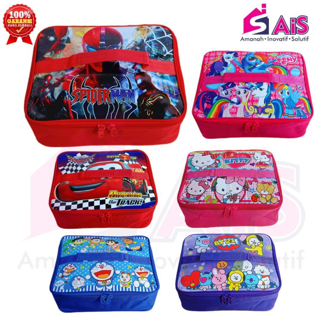 TAS BEKAL ALUMINIUM FOIL TAS BEKAL ANAK ALUMINIUM LUNCH BAG ANAK KARAKTER TAS KOTAK BEKAL