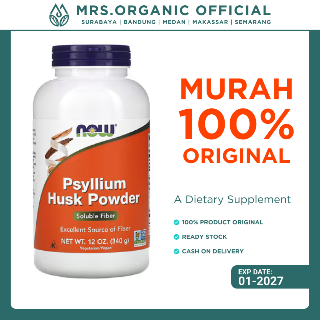 

NOW Foods Psyllium Husk Powder – Serat Alami untuk Pencernaan Sehat Detox Usus 12 oz 340 gram