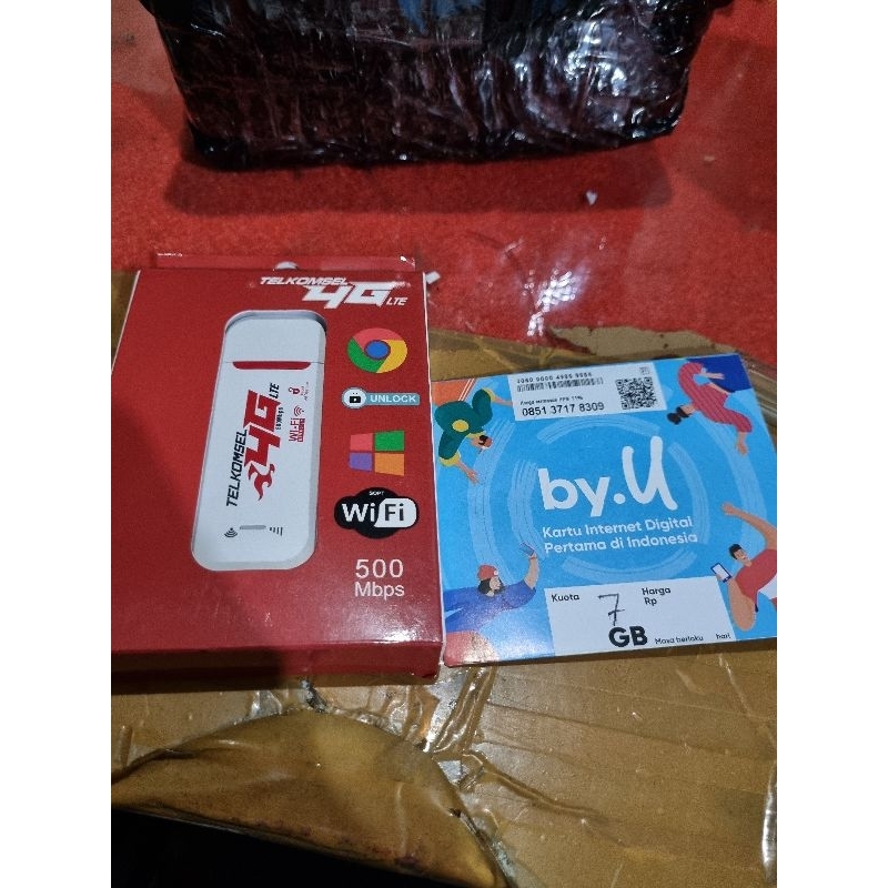 Modem xidol flash colok USB Telkomsel 500mbps All Operator + Kartu Perdana Telkomsel ByU 7gb