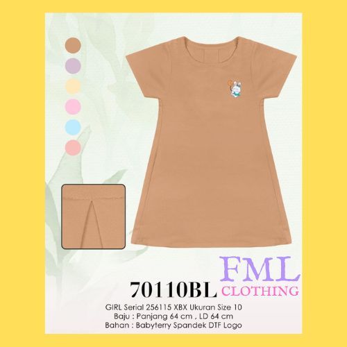 Lemone Girls 70110BB -70110BL / Daster Anak Perempuan Bahan Babyterry Spandek Polos