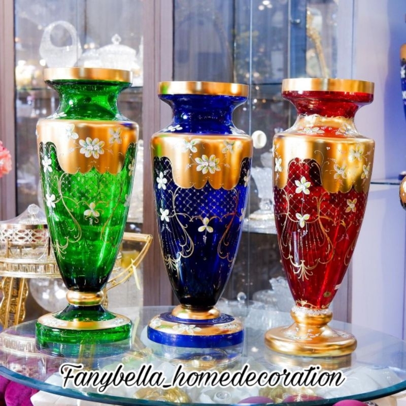 Pajangan Meja Bohemia Kristal Jumbo Gold Asli Mewah Import Dekorasi Rumah Set