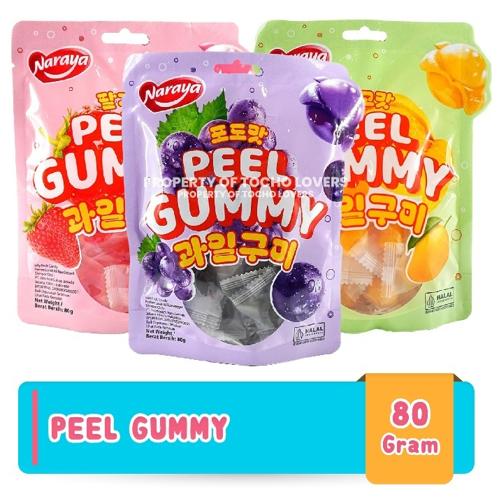 

[HALAL] Naraya Peel Gummy Grape / Mango / Strawberry 80gr Permen Jelly Aneka Buah