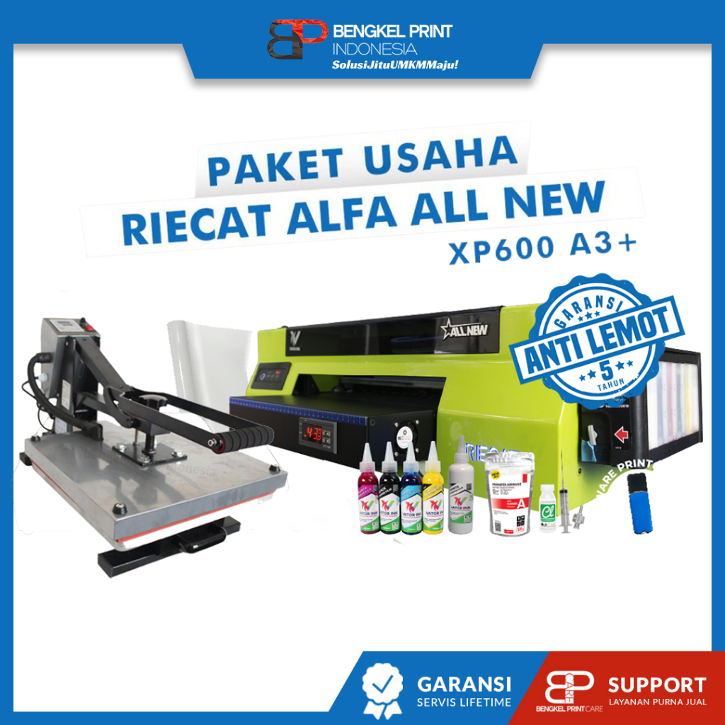 Paket Usaha Sablon DTF | Paket Mesin Riecat Alfa All New + Mesin Press (Only)