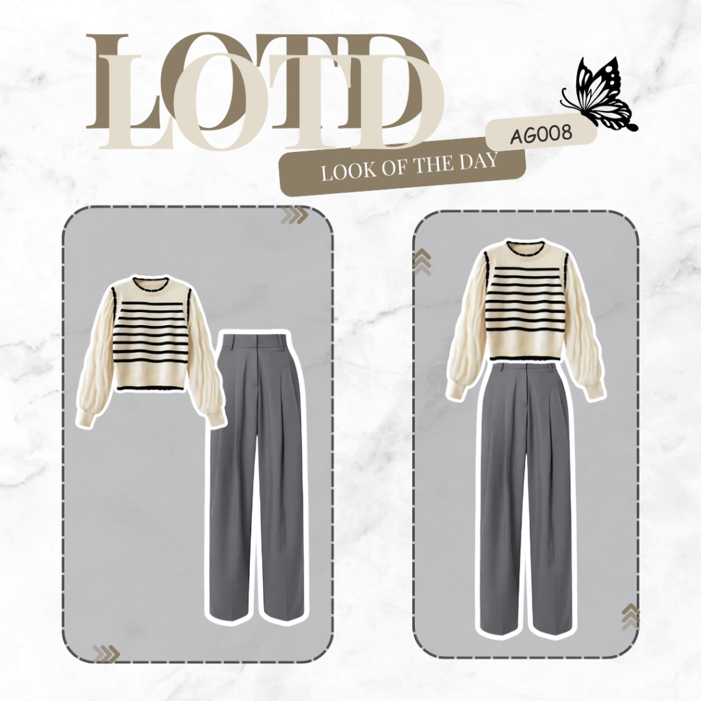 2in1 Setelan Wanita Kekinian Outfit Set Korean Style Casual OOTD Casual Wanita Korean Style Sweater 