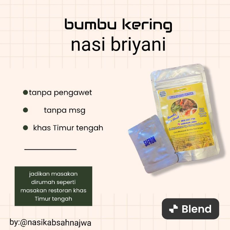 

bumbu briyani instant untuk 1 kg beras