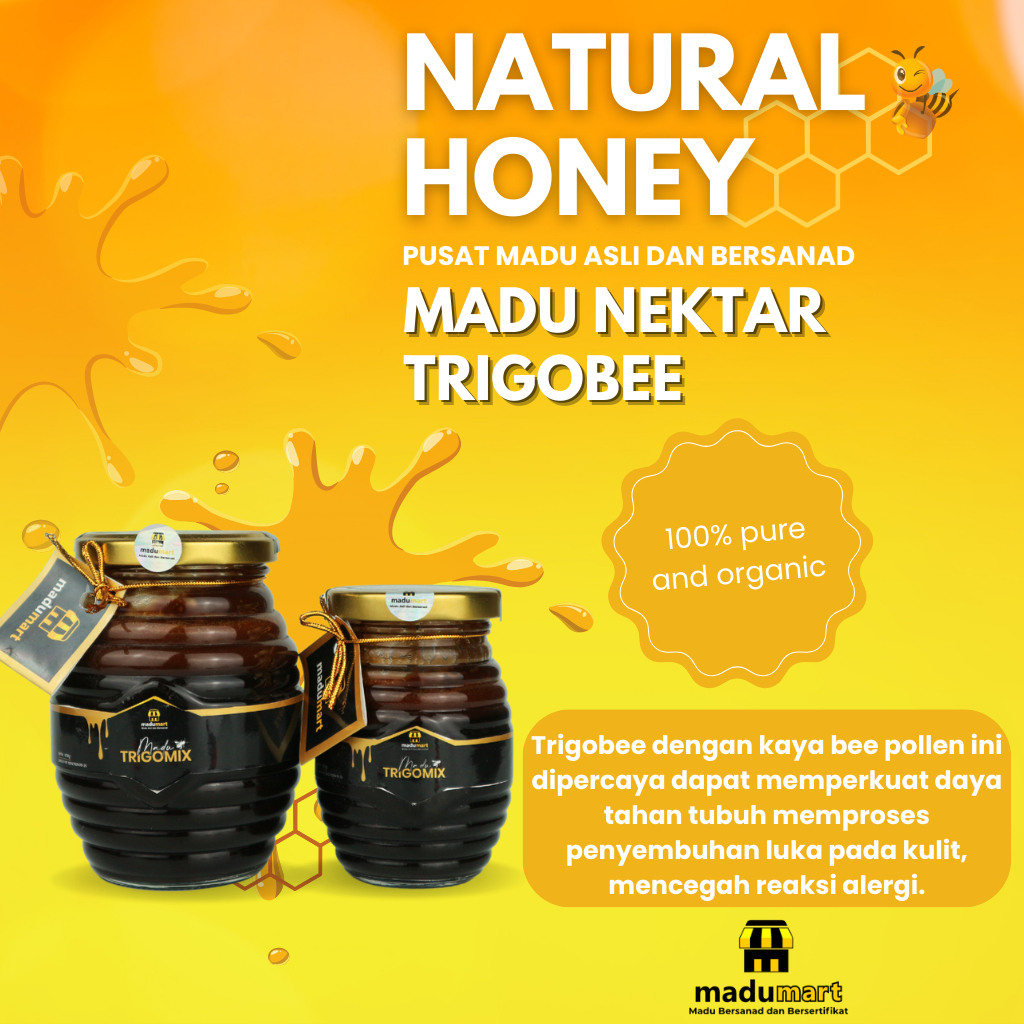 

TRIGOMIX MaduMart Madu Asli Dan Bersanad Raw Honey 100% Asli Bantu mencegah Reaksi Alergi