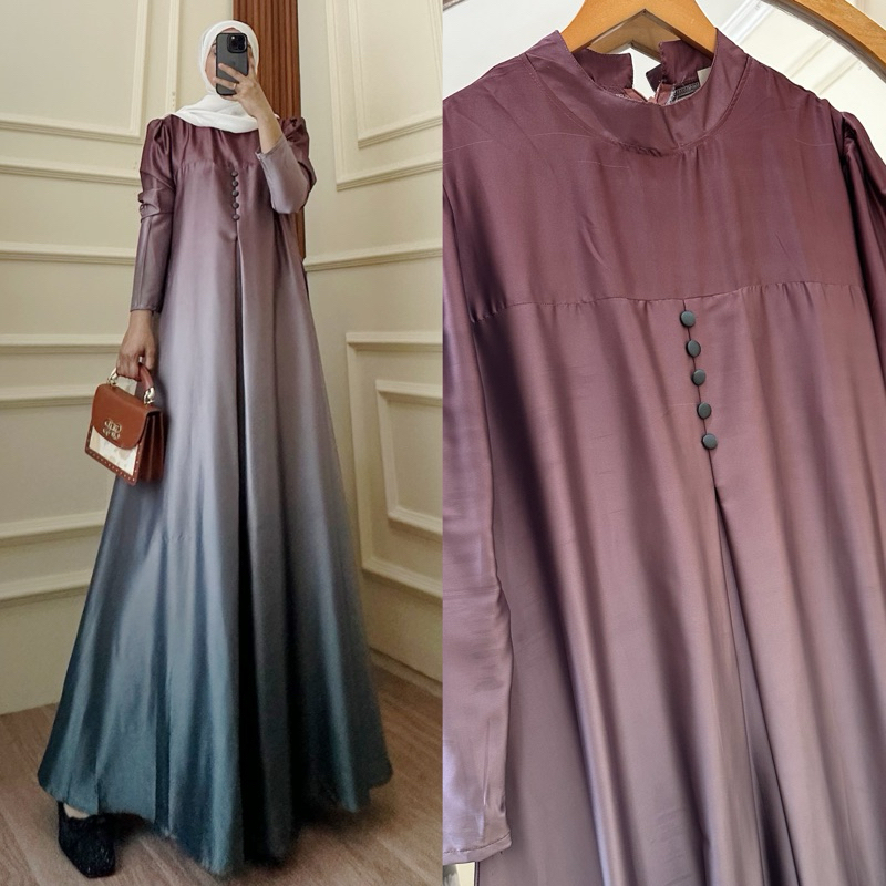 Zaifa Official Mahika Ombre Armani Silk Premium Standar Jumbo Premium Gamis Muslim Dress Hijab Musli
