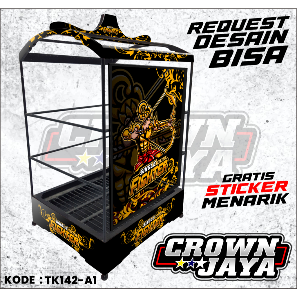 Decal Sangkar Kotak EBOD Jaya Kosan Desain SINGLE FIGHTER - Stiker Decal Sangkar Variasi Wayang Sing