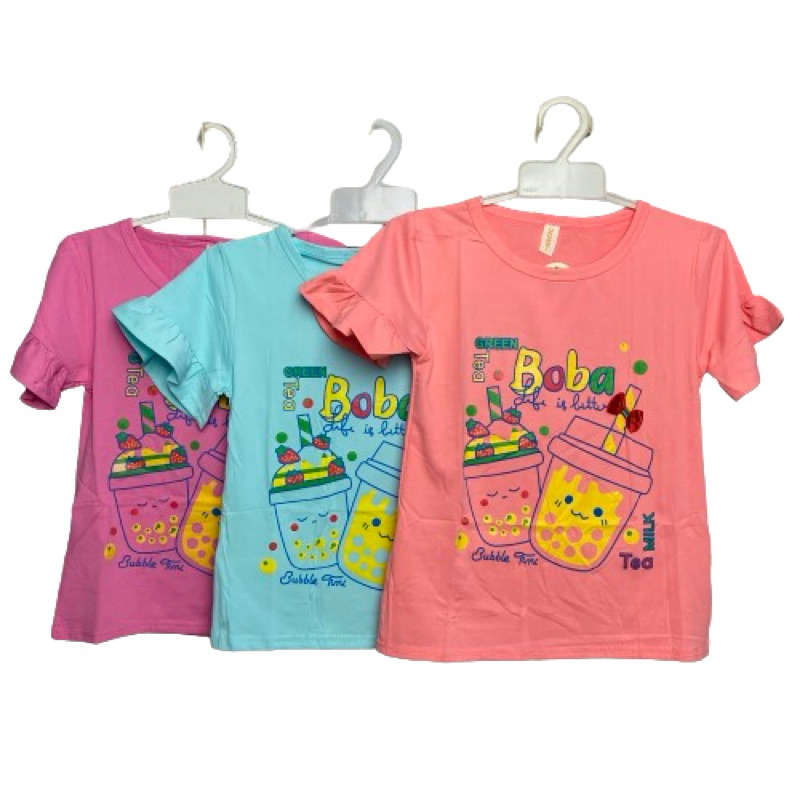 Kaos Atasan Baju Gambar Boba Import Anak Perempuan / Cewe Nyaman Adem