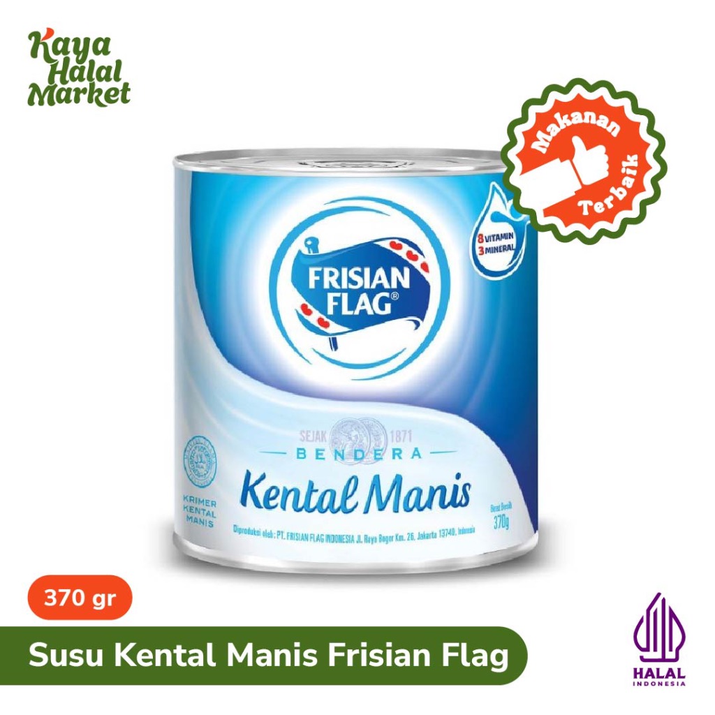 

Frisian Flag Bendera Kental Manis Kaleng 370GR Susu Kental Manis Kaleng Kaya Halal Market