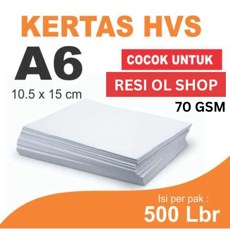 

[500lbr]Kertas HVS A6 70gsm / Kertas Cetak Resi Pengiriman Online HVS A6 500 Lembar / Resi Olshop 70gsm