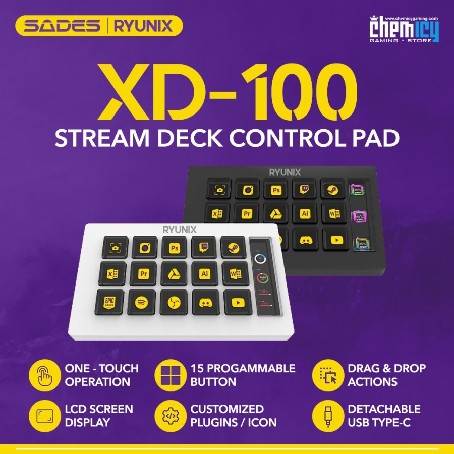 Sades Ryunix XD100 / XD-100 Stream Deck Control Pad