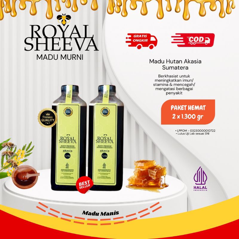 

Bundling 2 pcs Madu Murni 100% Royal Sheeva 1.3kg | Premium Halal MUI Asli dari Hutan Akasia Sumatera