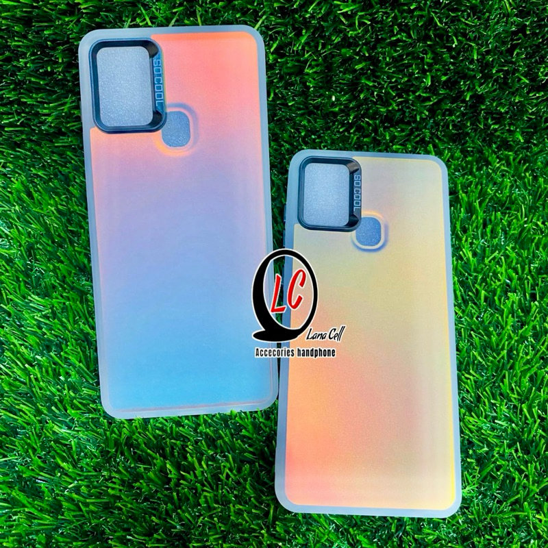 SOFT CASE IMD HYBRID SILVER GLOSSY SAMSUNG A21S COLOUR PLATE HOLOGRAM POLOS FULL COVER