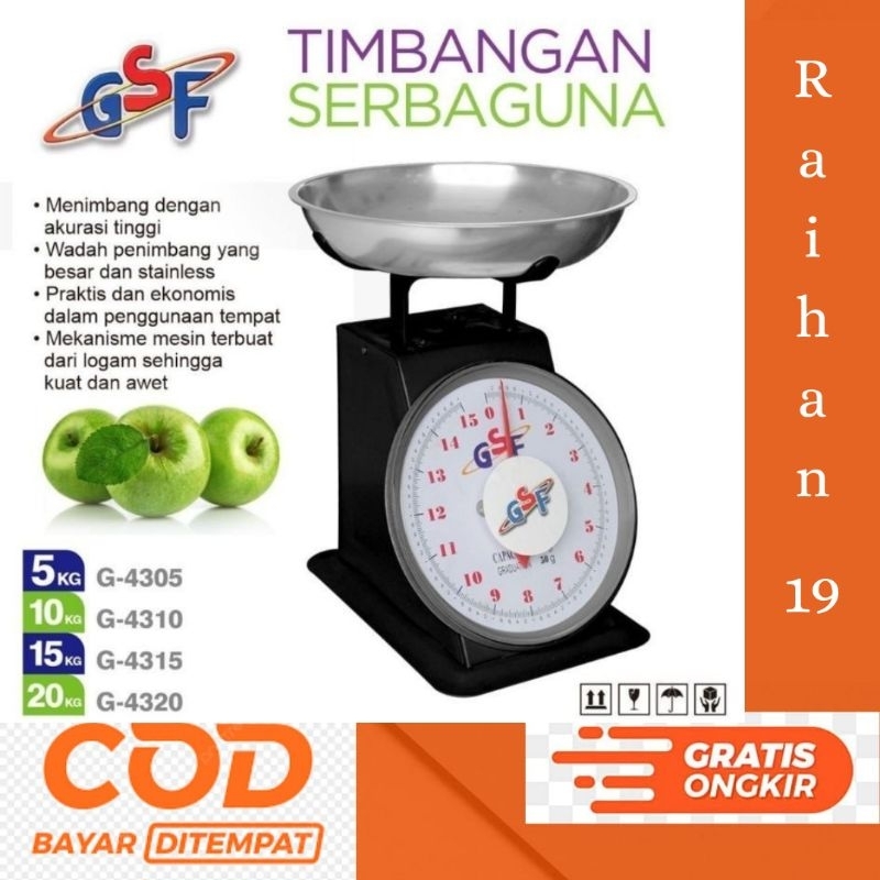 Timbangan Buah 10kg 15kg 20kg / Timbangan Besi Analog /Timbangan Laundry