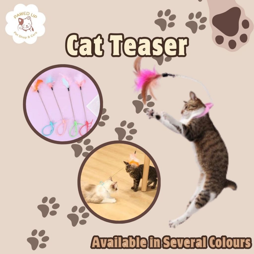 Cat Teaser Stick Chaser Mainan Kucing dipasang Dileher bulu warna warni dan Lonceng Krincing pet toy