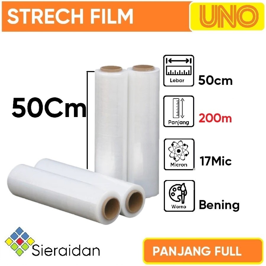 

Stretch Film OEM Plastik Wrapping tinggi 50 Cm Panjang 200 Meter Full 17 Micron