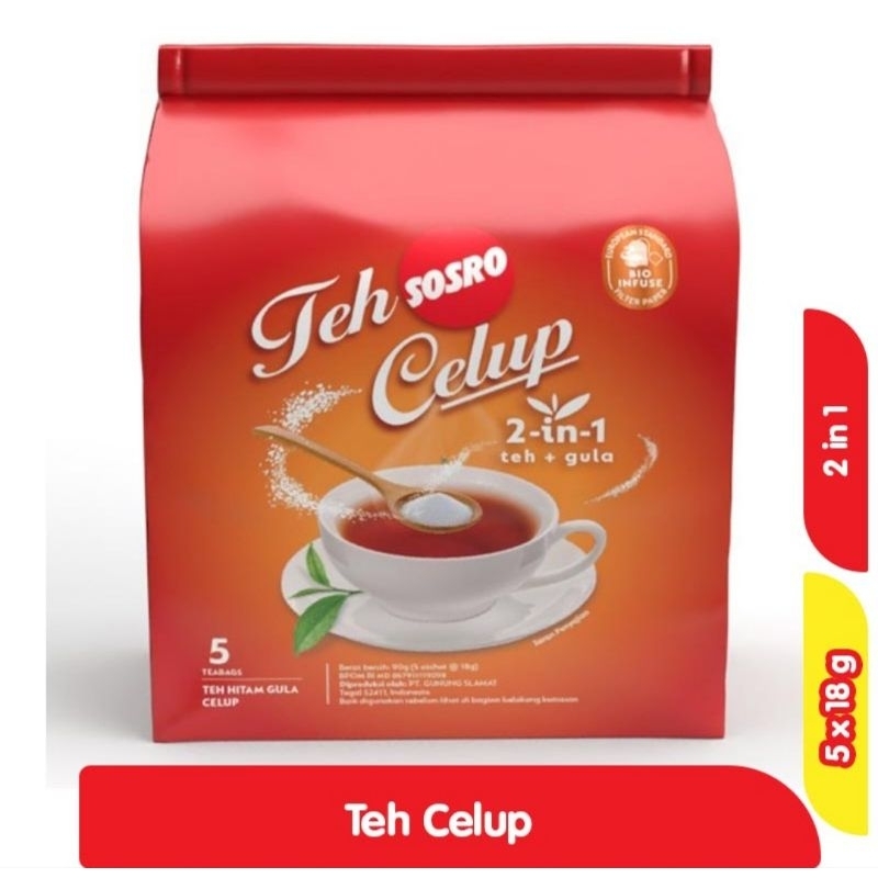 

Sosro Teh Celup 2in1 Teh + Gula isi 5 x 18 gram