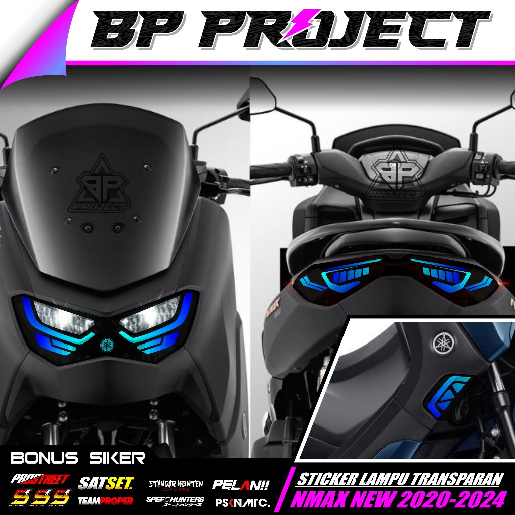 Stiker Lampu NMAX NEW 2020-2024 Satu Set Depan Belakang | Stiker Variasi Lampu Alis Motor Yamaha NMA