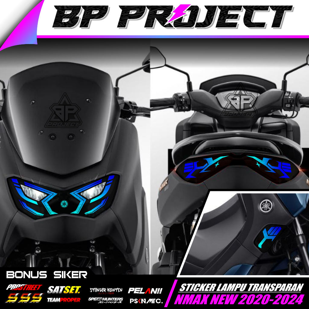 Stiker Lampu NMAX NEW 2020-2024 Satu Set Depan Belakang | Stiker Variasi Lampu Alis Motor Yamaha NMA