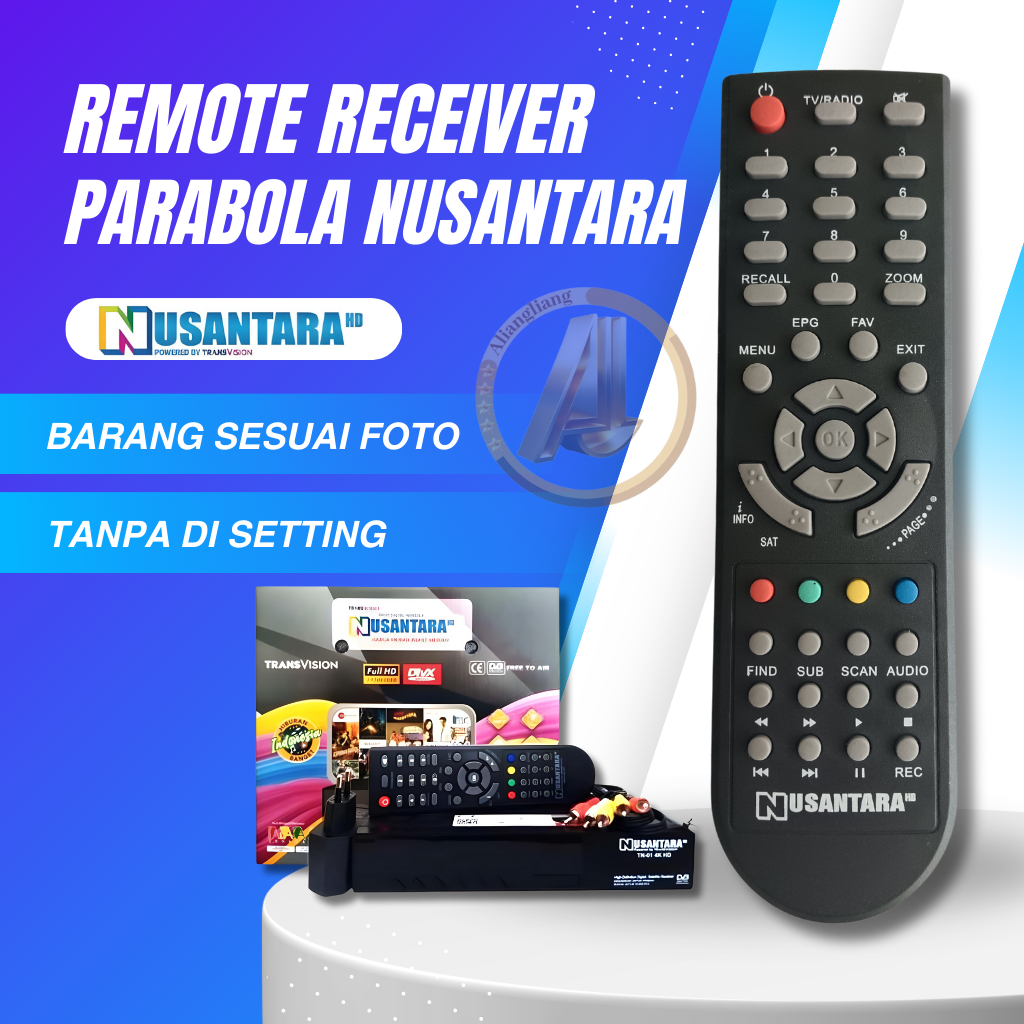 Remot Remote NUSANTARA Set Top BOox DVB T2 TANAKA/Transvision Nusantara HD VR